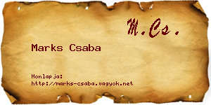 Marks Csaba névjegykártya